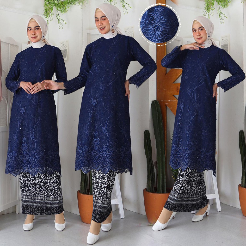 ATASAN TUNIK TILLE SONYA BORDIR MUTIARA GLITTER KEBAYA LONGDRESS MEWAH TULLE BRUKAT TERMURAH 8 WRN!