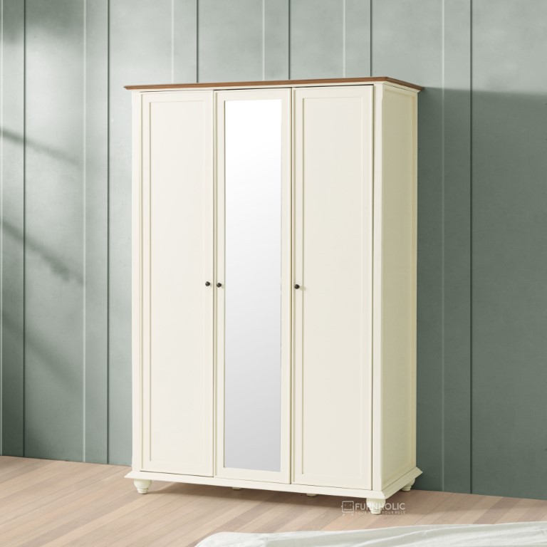 IFURNHOLIC Alfonso Wardrobe 3 Doors | Lemari Pakaian Minimalis | Lemari Baju Kayu dengan Rak Gantung