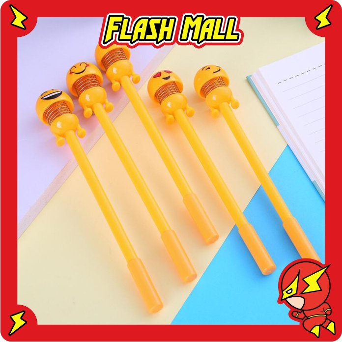 

FLASHmall R163 Pena Emoji Spring Pulpen pen karakter EMOTICON SOUVENIR EMOT goyang unik lucu COD