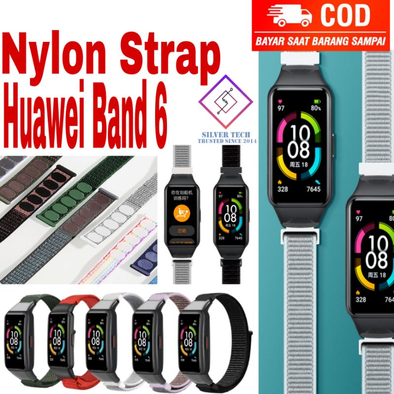 Silvertech Strap Nylon Untuk Huawei Band 7  Band 6 Honor Band 6 Band 7 Nylon strap Tali Pengganti Nylon Untuk Huaweii Band 6 Model Klip