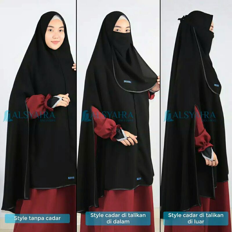 Alsyahra Exclusive Set Khimar Handsplit Non Pad Cadar Tali Bisban