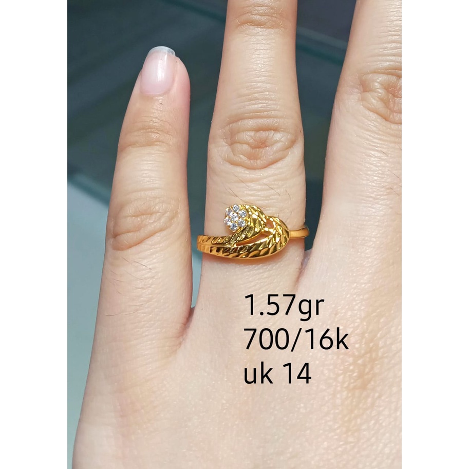 Cincin Emas Fashion Zircon Kadar 70% 1.57 Gram Size 14