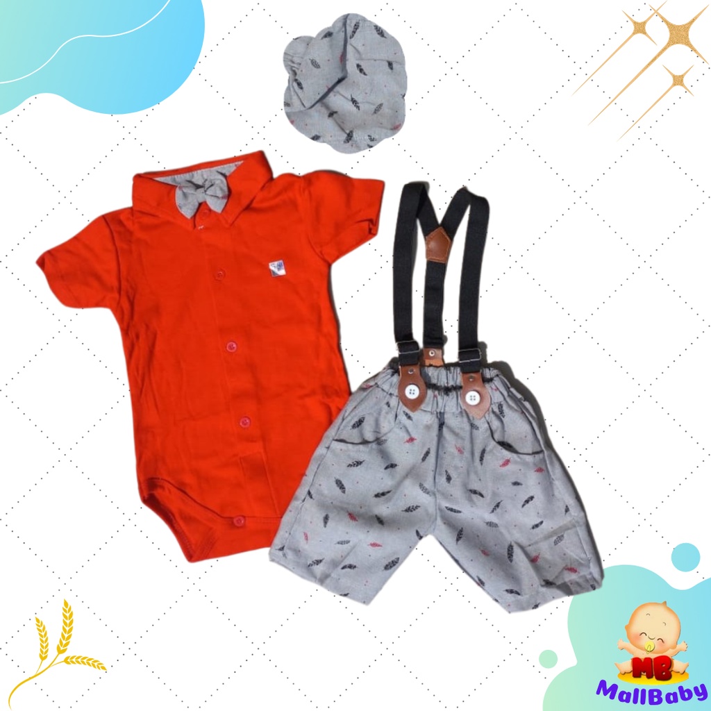 Baju Bayi Laki Laki 0 3 6 9 12 Bulan Setelan Jumper Anak Bayi Cowok Tuxedo Jas Bayi Topi Suspender