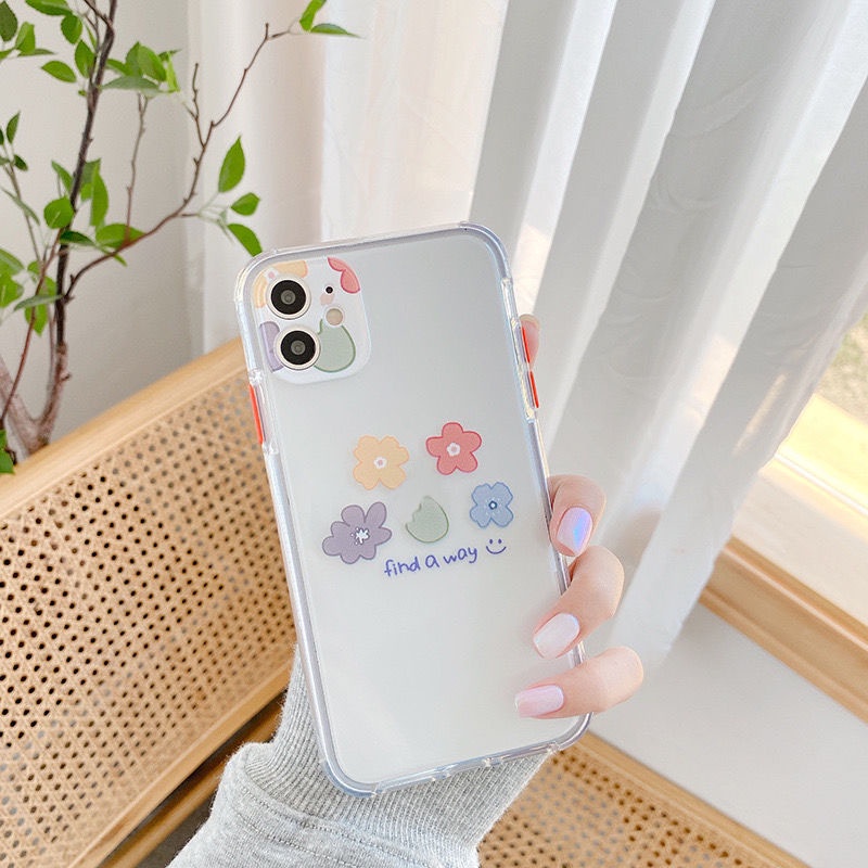 Transparent Flower Pattern Phone Case   For Iphone 11 12 Pro Max 7 8 Plus X Xs Xr Xsmax 7plus 8plus Soft Silicone cover