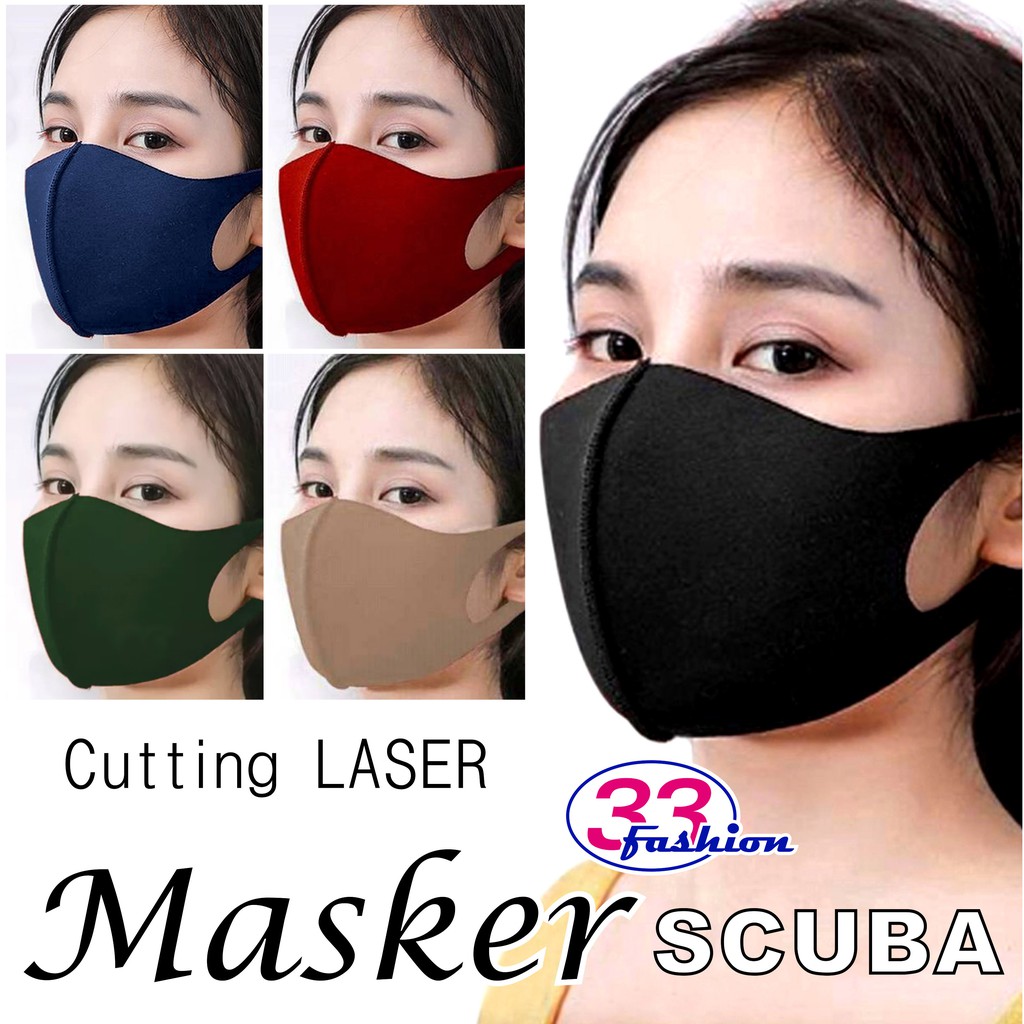 Masker SCUBA Korea Bahan Kain Warna POLOS Cutting Masker SCUBA Korea Bahan Kain Warna POLOS Cutting