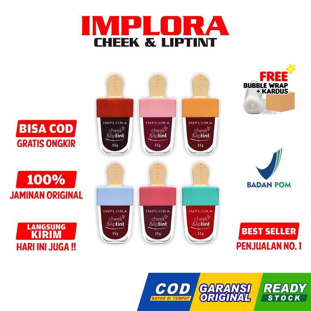 Implora Liptint Cheek Liptin Bibir Original Cream Perona Bibir dan Pipi