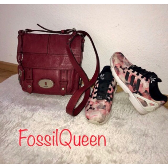 Tas FOSSIL Red Maddox Selempang Original Preloved Full Leather