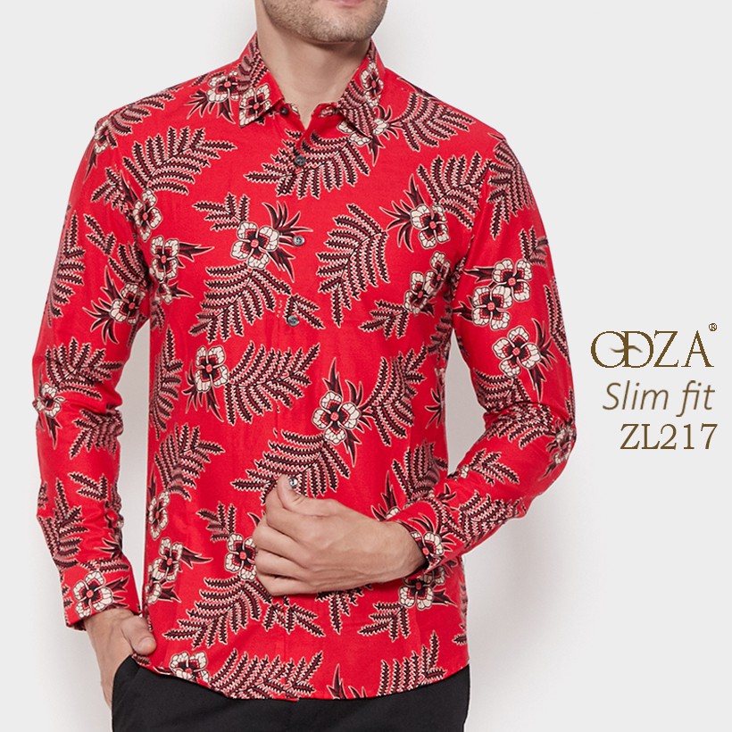 Odza Batik Pria Slim Fit Atasan Busana Pesta Pria Lengan Panjang