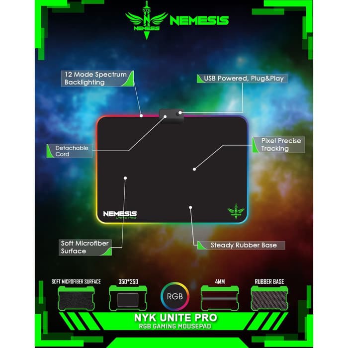 NYK Nemesis Mousepad Gaming RGB Unite Pro Mouse Pad NYK RGB