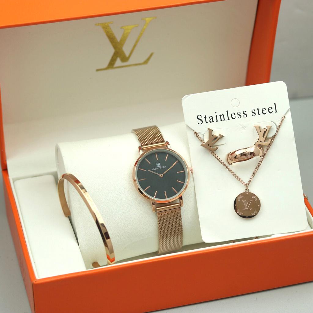 ( COD ) New Arrival Jam Tangan Wanita Lv Paket Free Baterai Box PW