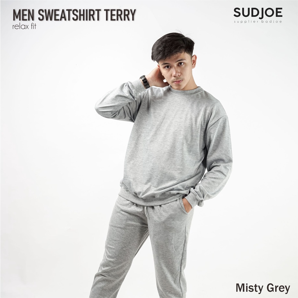 Sweater Crewneck Polos Pria Bahan Baby Terry Ukuran S-XXXL