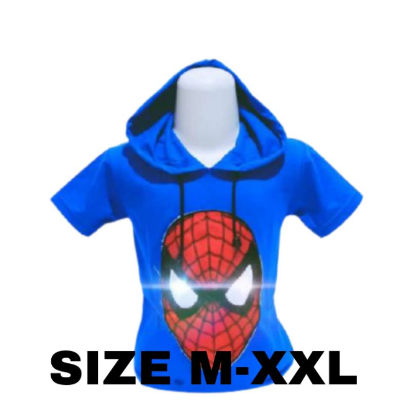 Baju anak kaos led hodie anak superhero led SpidMan