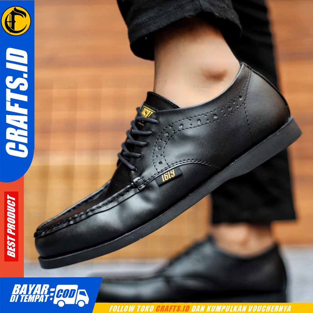 Sepatu Formal Pria Sepatu Casual Pria Kulit Pu Tali Sepatu Pantofel Kerja Kantor Kuliah Kondangan Sepatu Hitam Pria  CRAFTS ZOKE