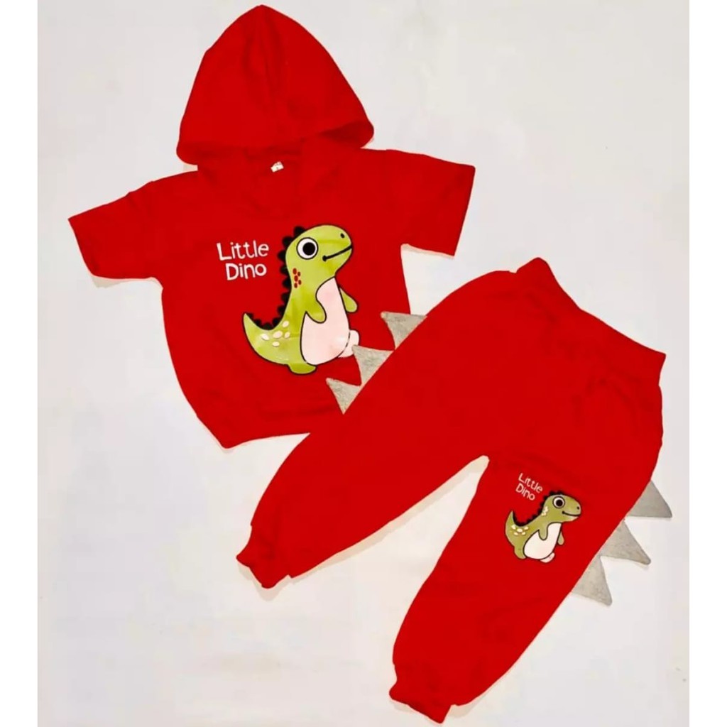 SETELAN SWEATER HOODIE DINO 1-5 TAHUN SETELAN ANAK LAKI LAKI SETELAN ANAK PEREMPUAN