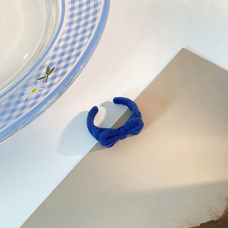 Cincin Jari Telunjuk Model Terbuka Desain Pita Warna Biru Untuk Wanita