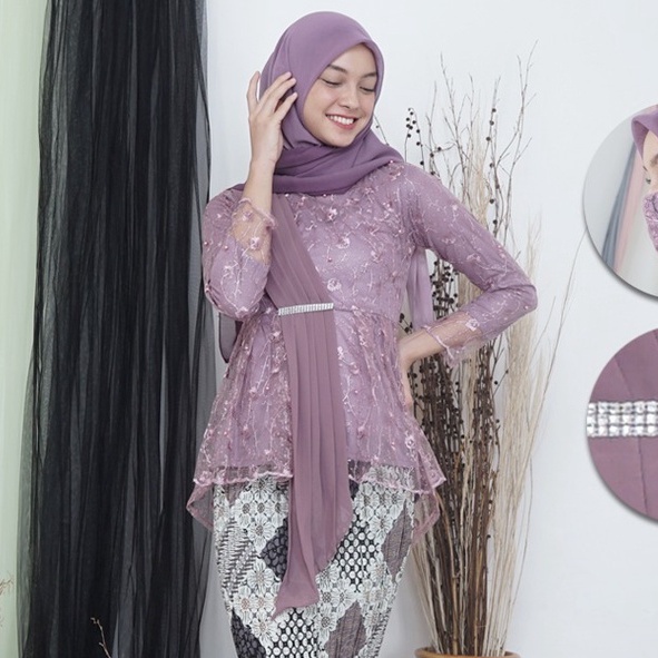 ATASAN KEBAYA TUNIK / TUNIK TULLE / KEBAYA MODERN AURORA SELENDANG ANEKA WARNA