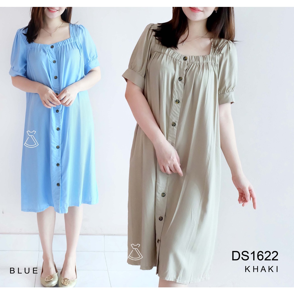 DS1622 - DRESS CASUAL WANITA RAYON TWILL BUSUI FRIENDLY