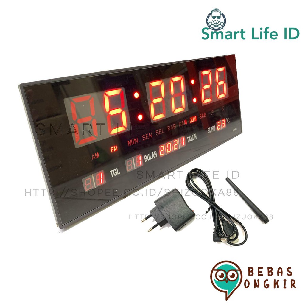 Jam Dinding LED Digital Alarm Clock Jam Meja Dekorasi Hiasan Dinding Rumah XY 3615 Merah