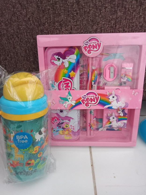 New !! Botol Minum Anak Water Bottle Sedotan Slide Motif Karakter Animal 500ml R867