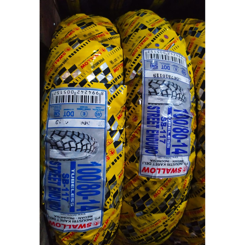 BAN LUAR SWALLOW 100 80 14 TUBELESS SB 117 STREET ENDURO