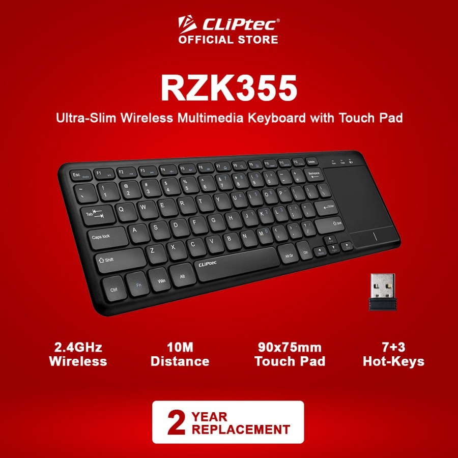 Keyboard Wireless Ultra Slim with Touch pad CLIPtec RZK355