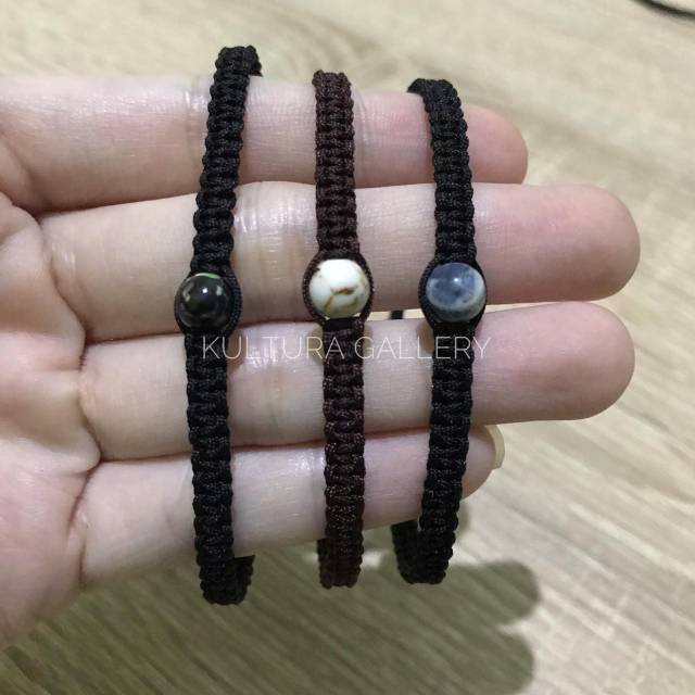 Gelang Tali Lucky Shamballa Batu ( Gelang etnik / Gelang batu /Gelang tali )