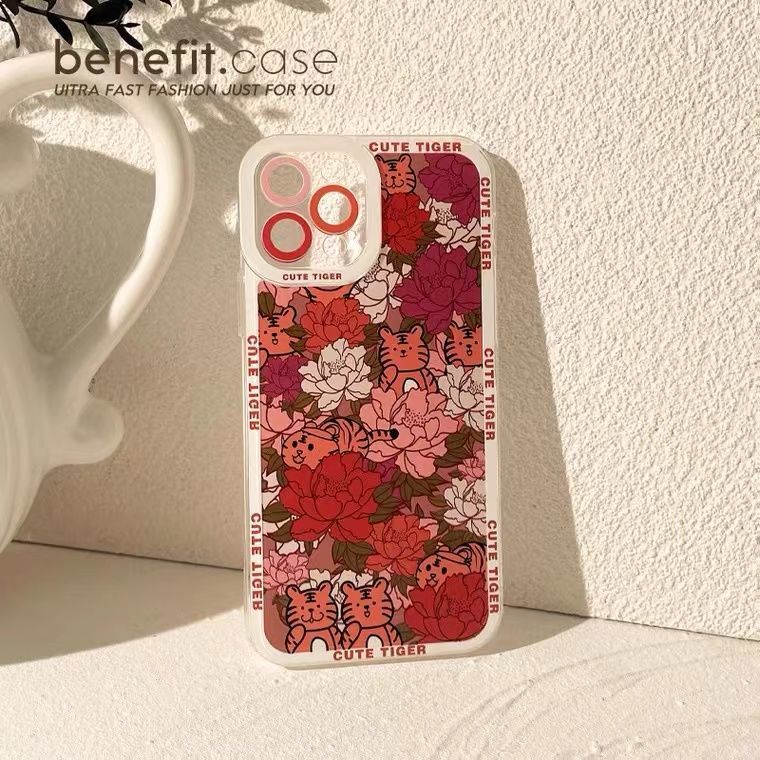 Soft Case Silikon TPU Transparan Motif Bunga / Harimau Untuk Iphone 12 13 SE 6 6S 7 8 Plus X XS XR 11 Pro Max