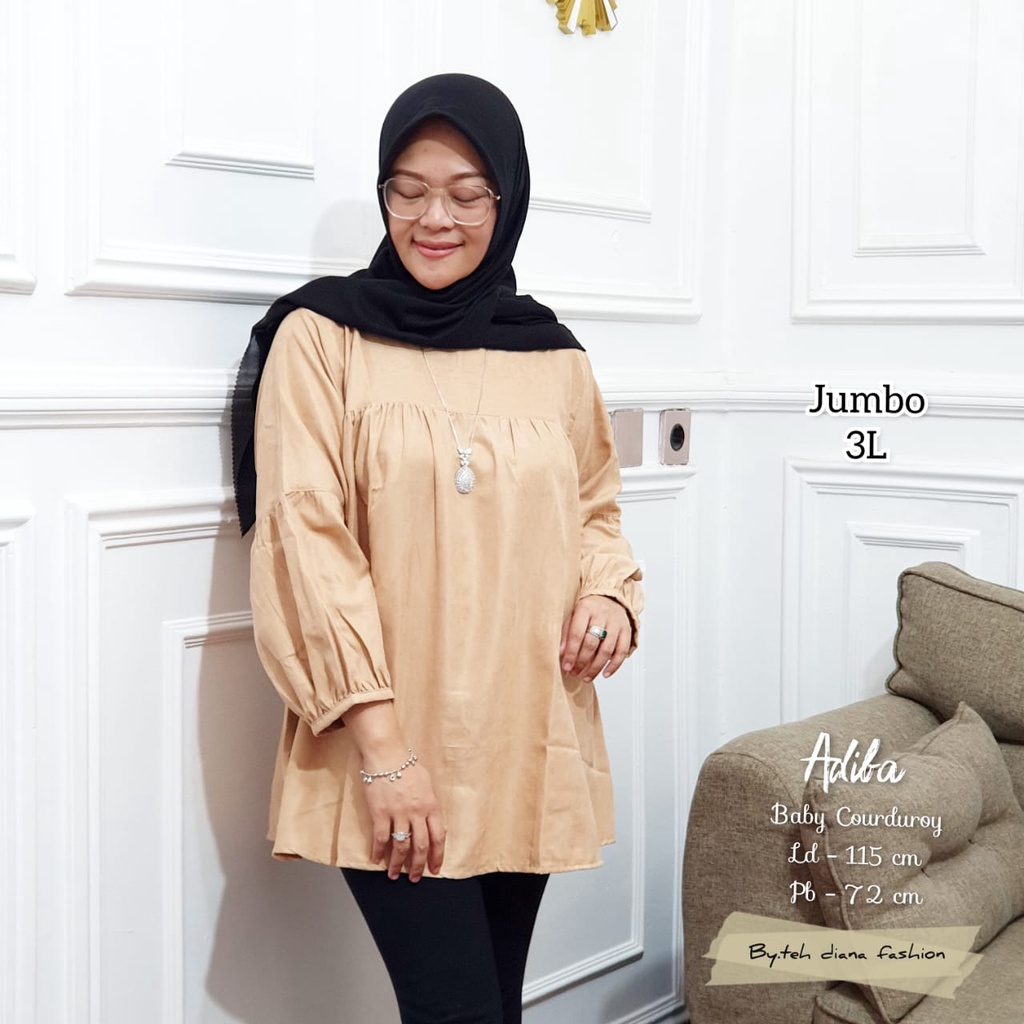 Atasan Wanita Jumbo / Blouse Wanita Jumbo / Baju Atasan Wanita Jumbo 3L Adiba Corduroy Ld 115 Cm-3