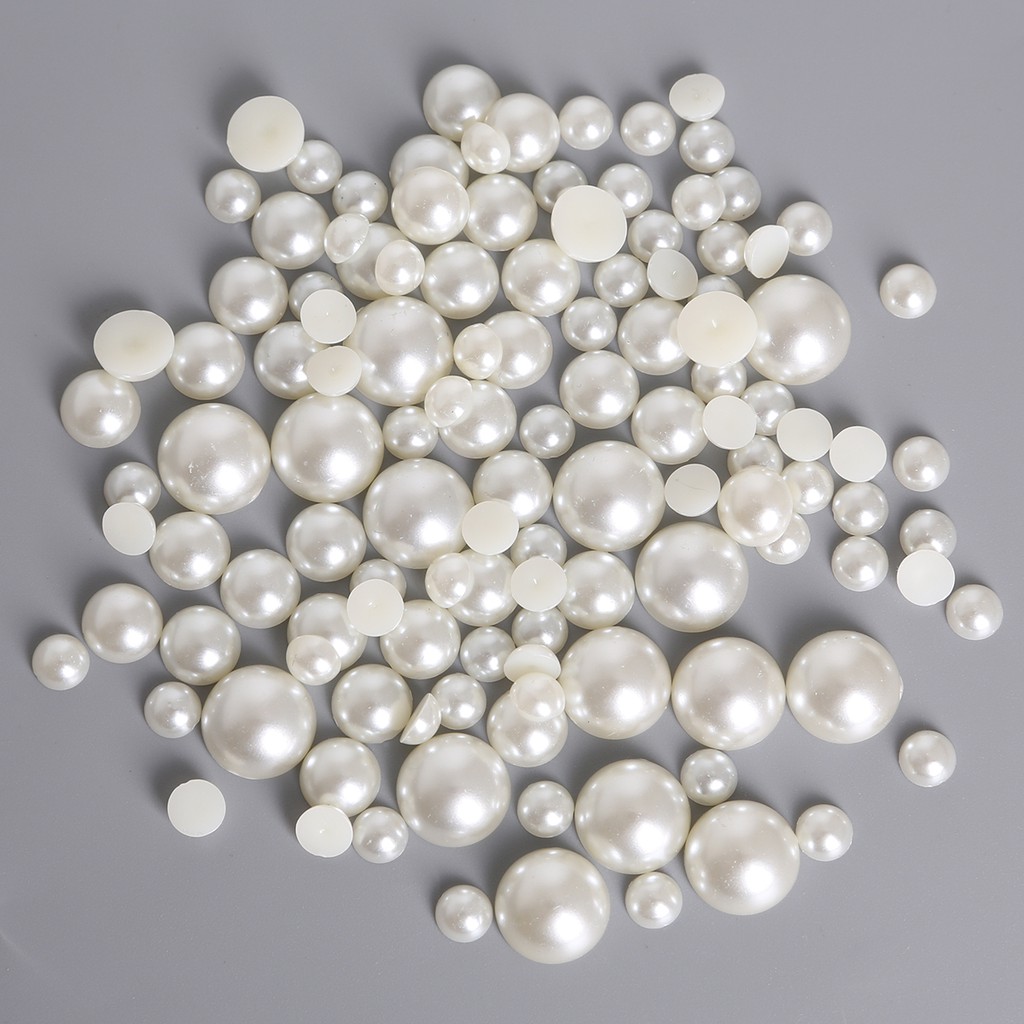 6-14 mm White/Ivory/Random Mixed Color Flatback Half Round Pearl Craft ABS Imitation Pearl Resin Scrapbook Beads DIY Decorate