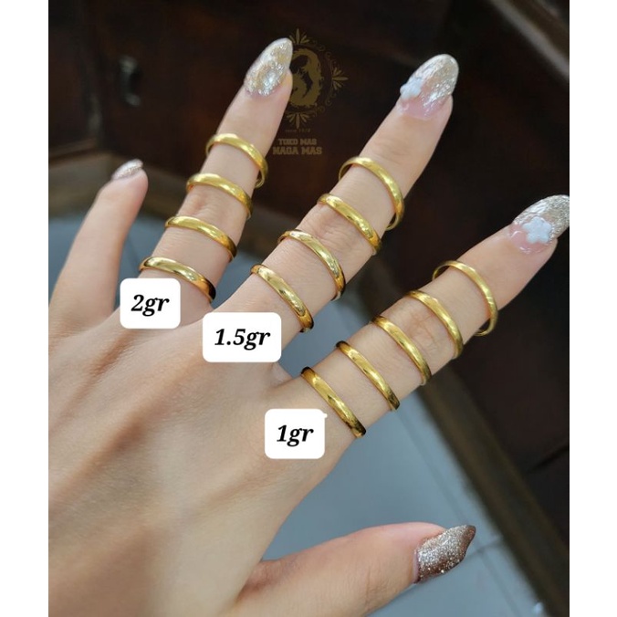 Cincin polos / cincin tunangan / cincin kawin / cincin belah rotan. PADU. emas asli kadar 16k