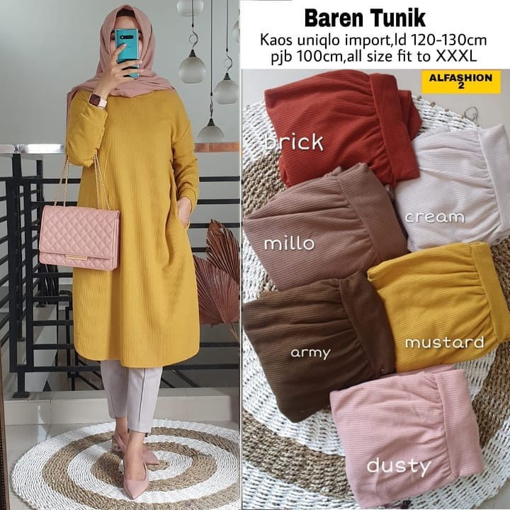 New Baren Tunik by Alfashion Solo Atasan Oversize Rajut Knit Import Super Jumbo