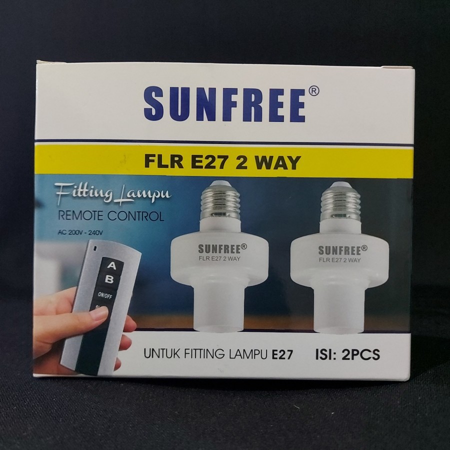 2 Fitting Lampu E-27 (1 Remote Control) Sunfree