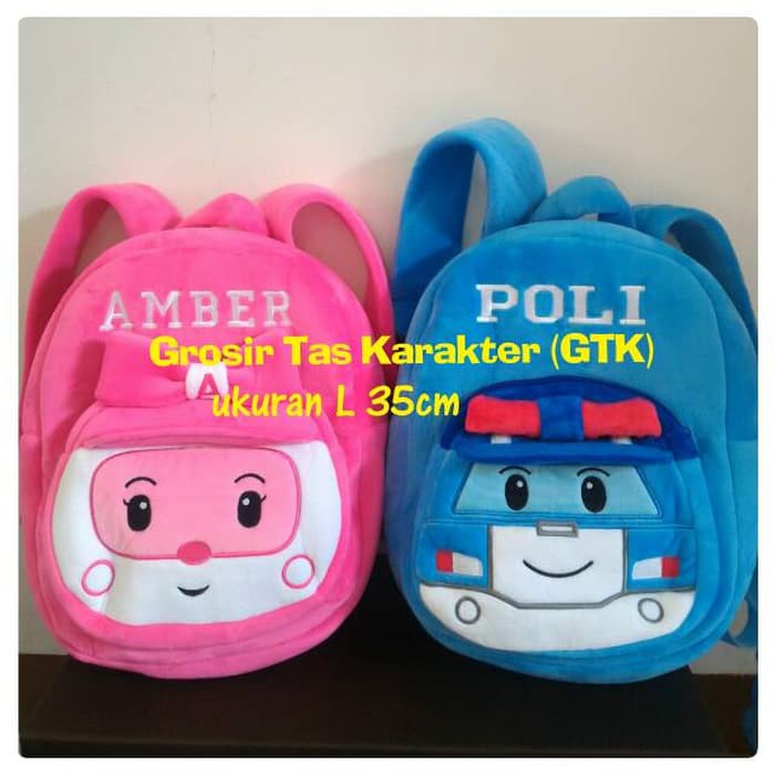 Tas Robocar POLI AMBER 2 Rest L 35cm Tas Anak Import Karakter Boneka