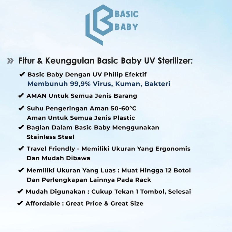 Basic Baby 4in1 UV Multi Function Sterilizer Box - Mesin steril perlangkapan bayi