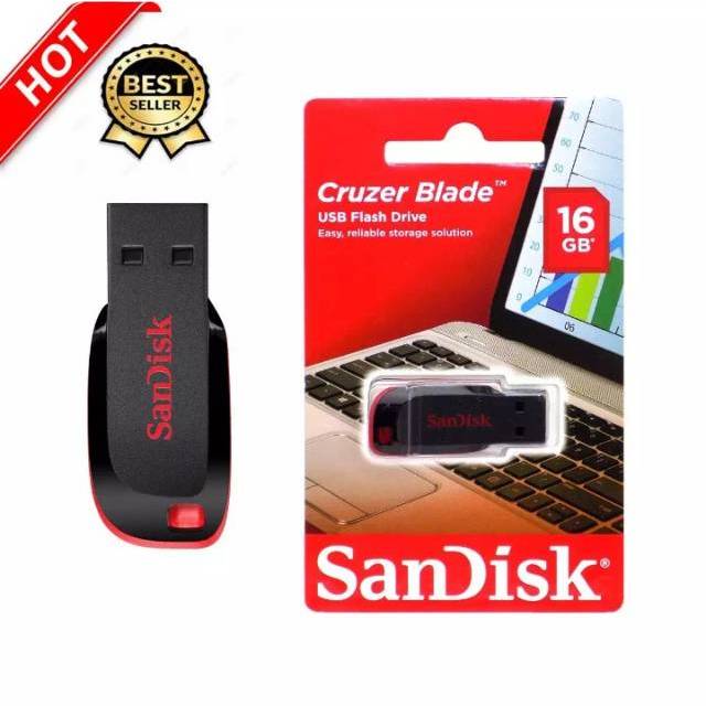 FLASHDISK SANDISK CRUZER BLADE 16GB / FLASH DISK ORIGINAL  / FD / PENYIMPAN DATA