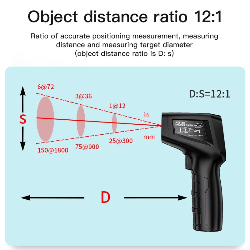 Digital Infrared Thermometer -50~600C Laser Termometer Gun Industrial Mestek IR03B