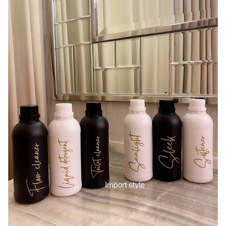 botol LAUNDRY room 500ml GOLD NEW hitam putih . aesthetic bottle refill organizer tempat liquid detergent sabun cair estetik