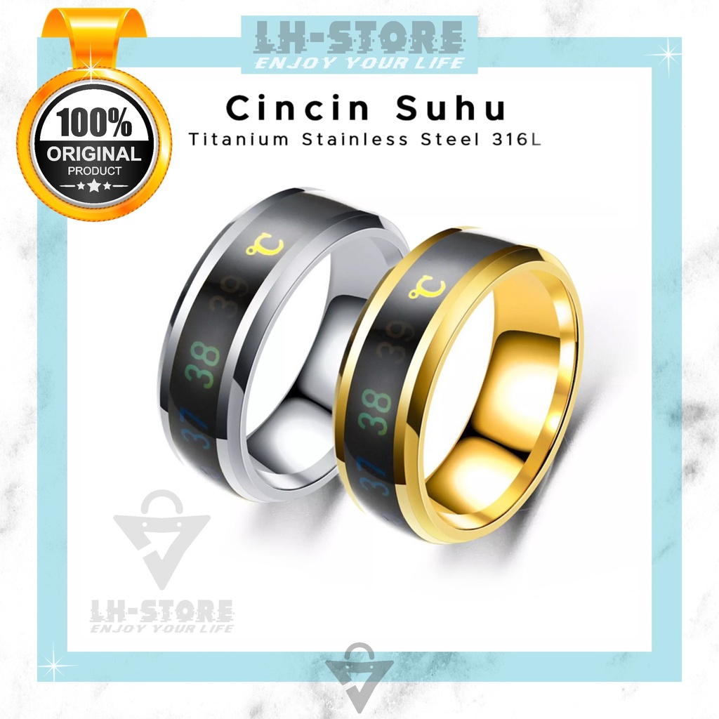 CINCIN SUHU TEMPERATURE PRIA WANITA MODEL KOREA TITANIUM SILVER EMAS HITAM [CT-04]