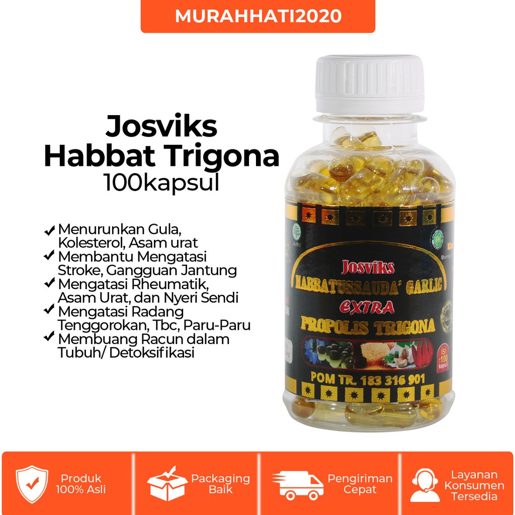 SUPLEMEN IMUNITAS TUBUH KAPSUL HABBATUSSAUDA TRIGONA PLUS GARLIC DAN RED OIL PAPUA 100 KAPSUL