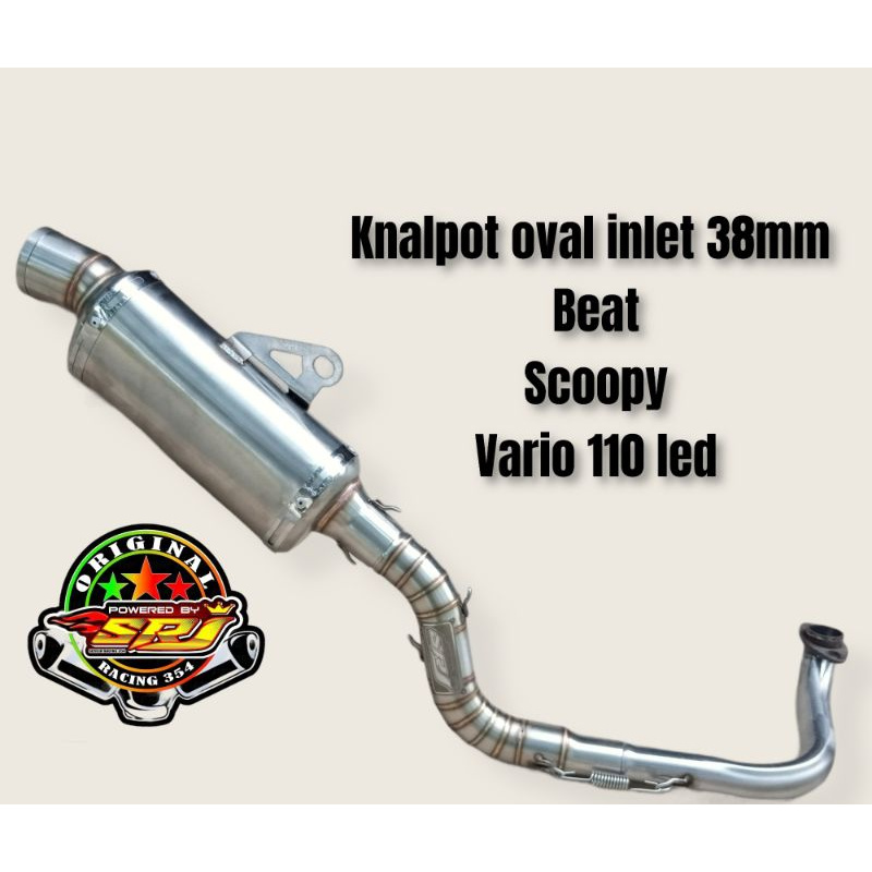 Knalpot racing oval beat scoopy vario 110 led leher inlet 38 Srj original 38mm ori bukan best3 cts  