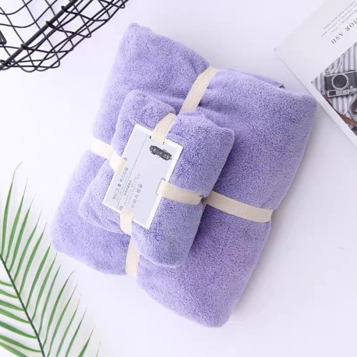 Handuk Set 2in1 Handuk Mandi Microfiber Bulu Lembut Daya Serap Tinggi