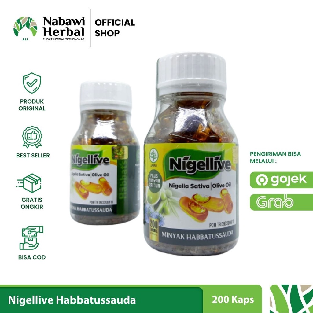 NIGELLIVE - Minyak Habbatussauda Plus Minyak Zaitun Isi 200 Kapsul