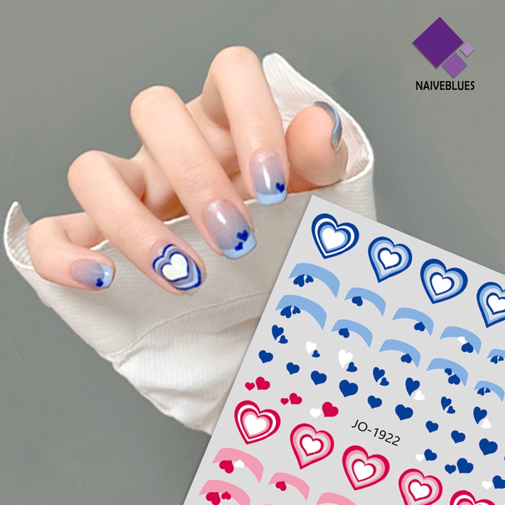 Naiveblue Stiker Kuku Motif Hati Tahan Air Untuk Nail Art DIY