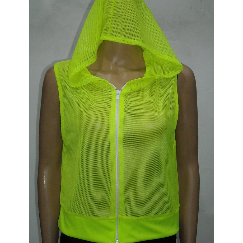 Baju senam bahan jala zumba Yoga Aerobik model Hoodie Crop Top