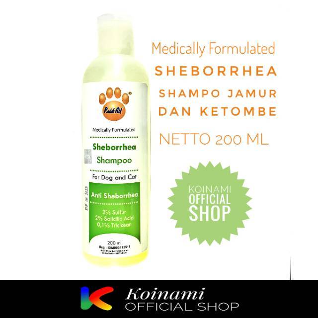 SHAMPO SHEBORRHEA 200ml hijau / SHAMPO jamur kucing anjing / raid all