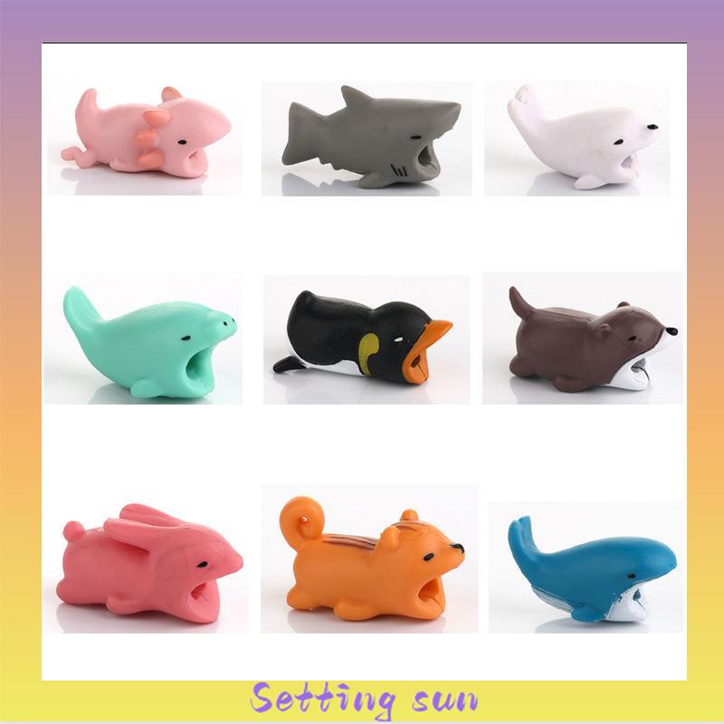 Cover Pelindung Kabel Data / Charger Usb Bentuk Kartun Hewan Bahan Silikon TN