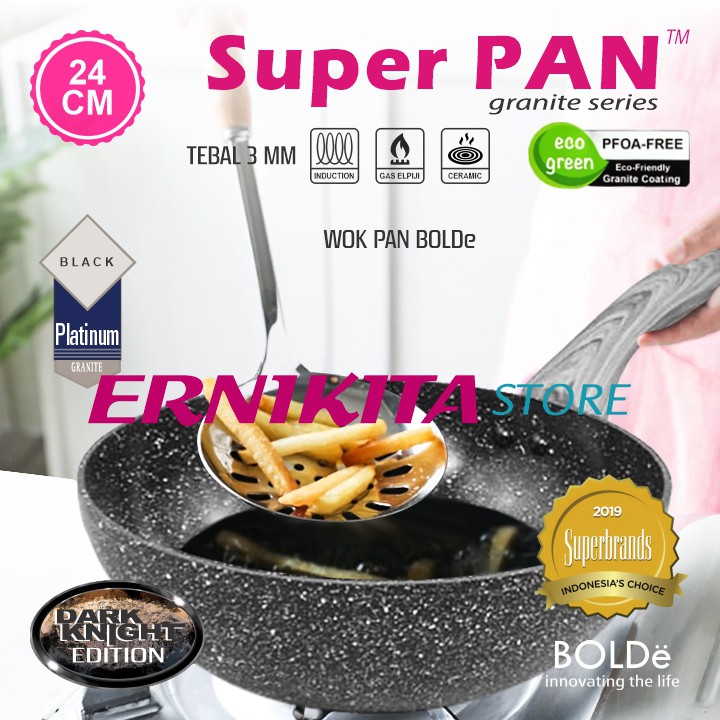 BOLDe WOK PAN 24 CM - Wajan Super Pan Black Dark Knight