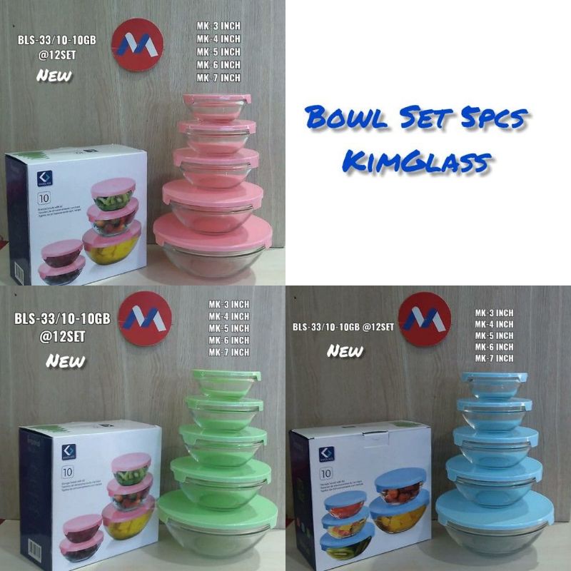 Mangkuk Beranak Kimglass Imperial Bowl Set 5in1  Ori / Mangkok Beling Bahan Tebal