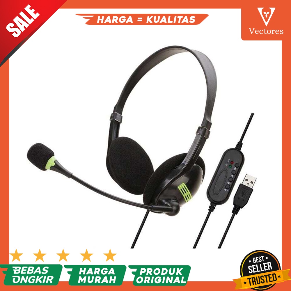 Gaming Headset Wired Headphone Bass Premium Microphone Original Murah Terbaik