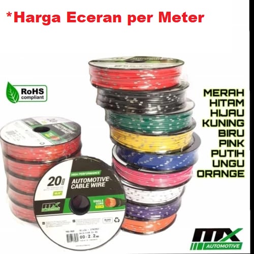 Kabel Single Merek Sinar Serabut 0.5mm Tembaga Tebal Kuat Bagus Meteran 1 Meter